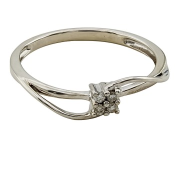 9ct White Gold Diamond 4 Stone Ring size O